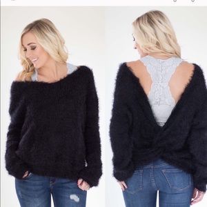 Black twist back sweater